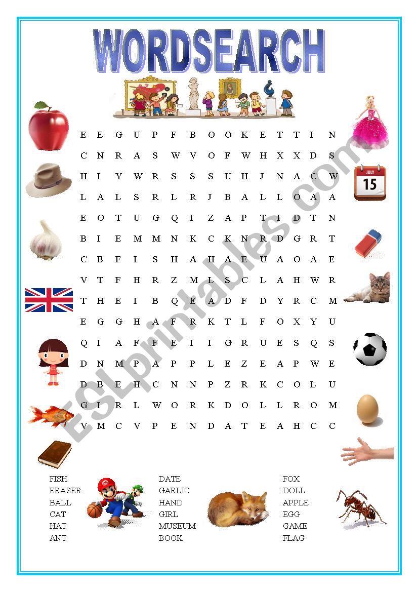 Wordsearch+KEY worksheet