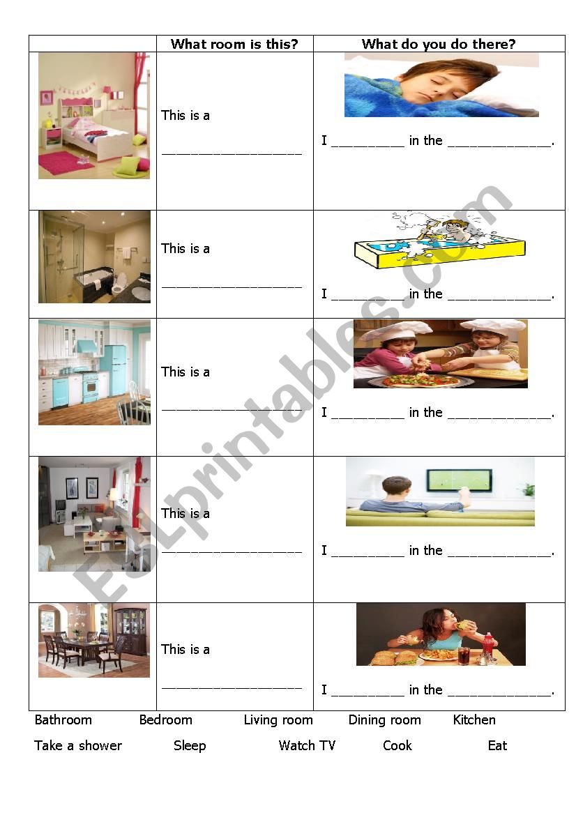 rooms in the house worksheet