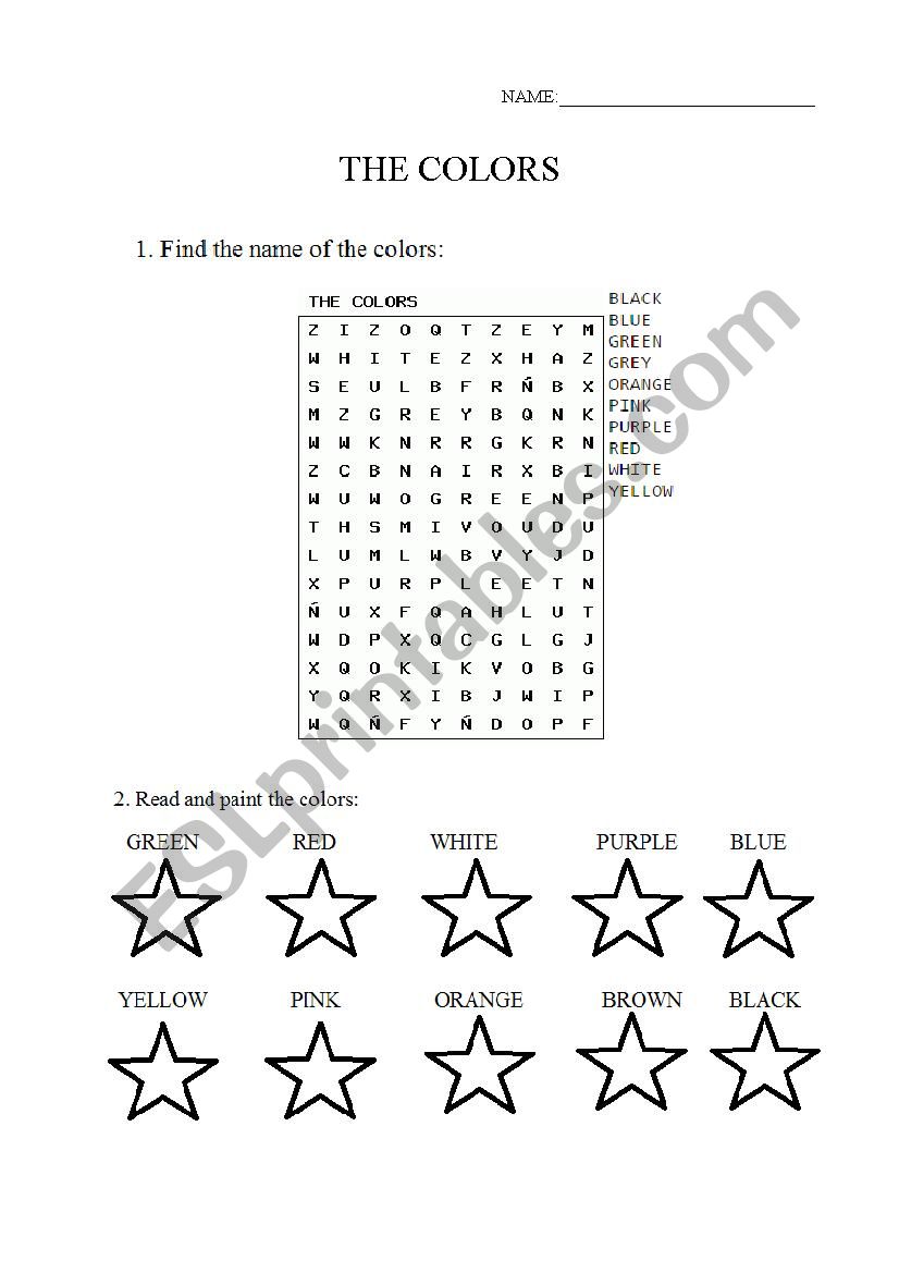 The colors. worksheet