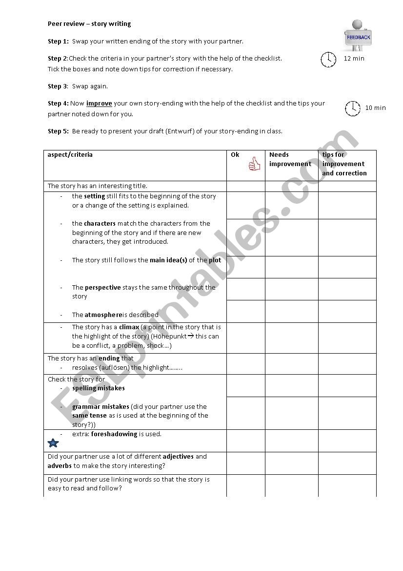 Peer review - writing a story ending