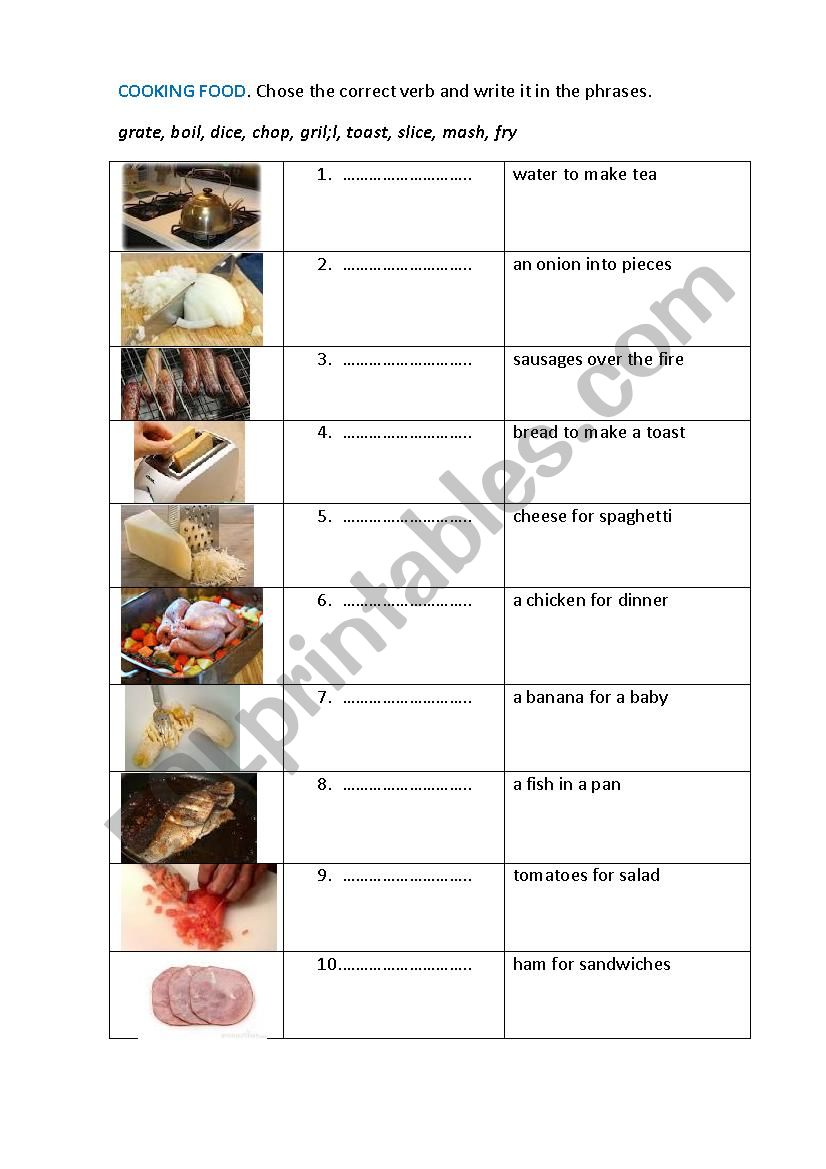 COOKING FOOD worksheet