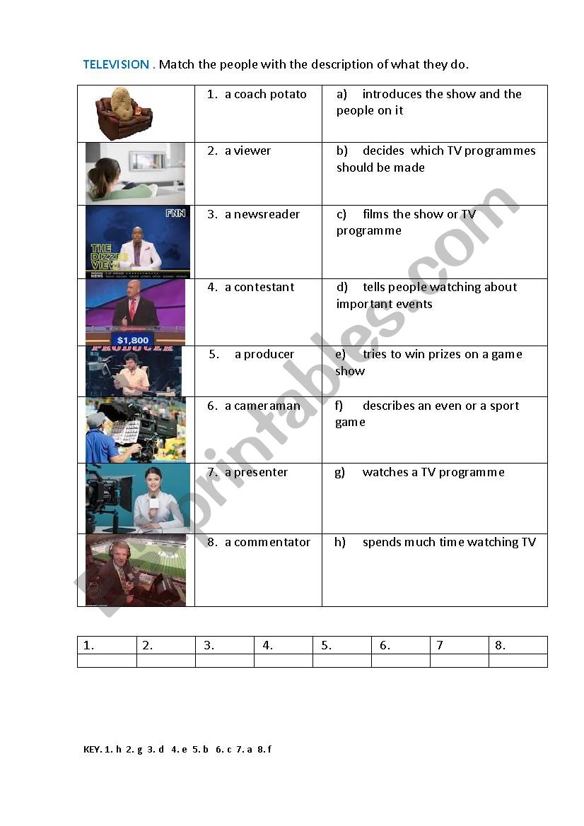 TELEVISION worksheet