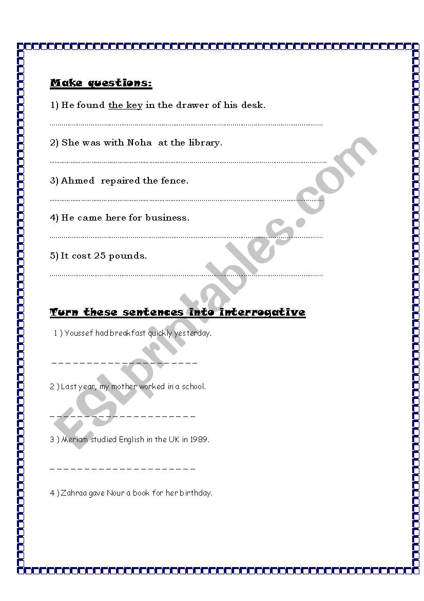 past simple worksheet