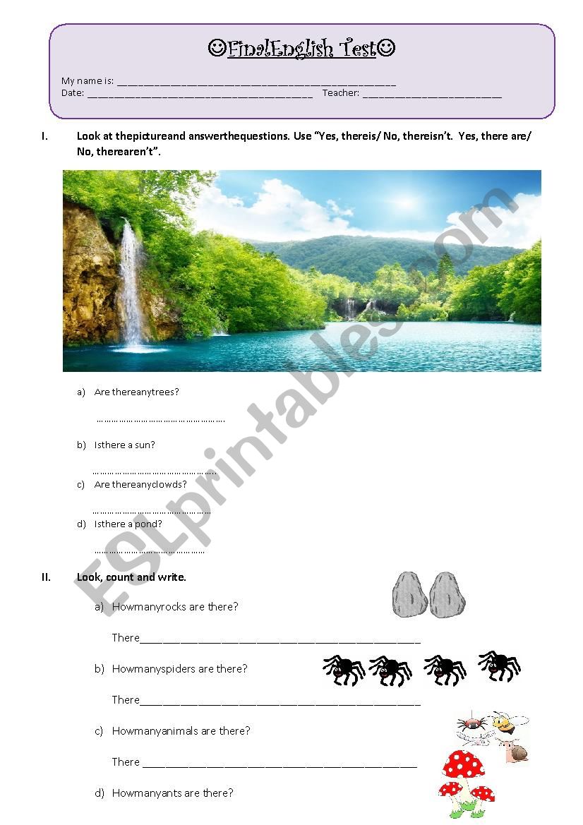 Final Exam- 3rd grade primary worksheet