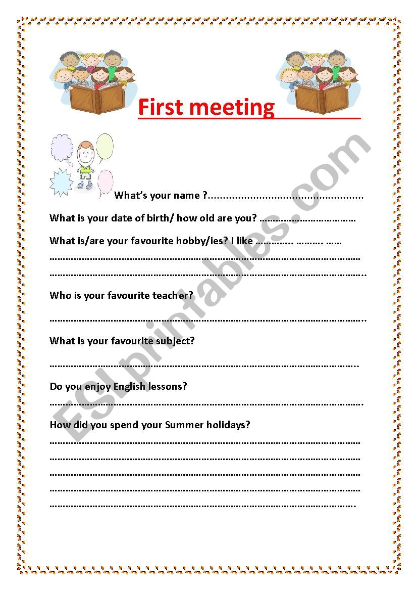 FIRST MEETING worksheet