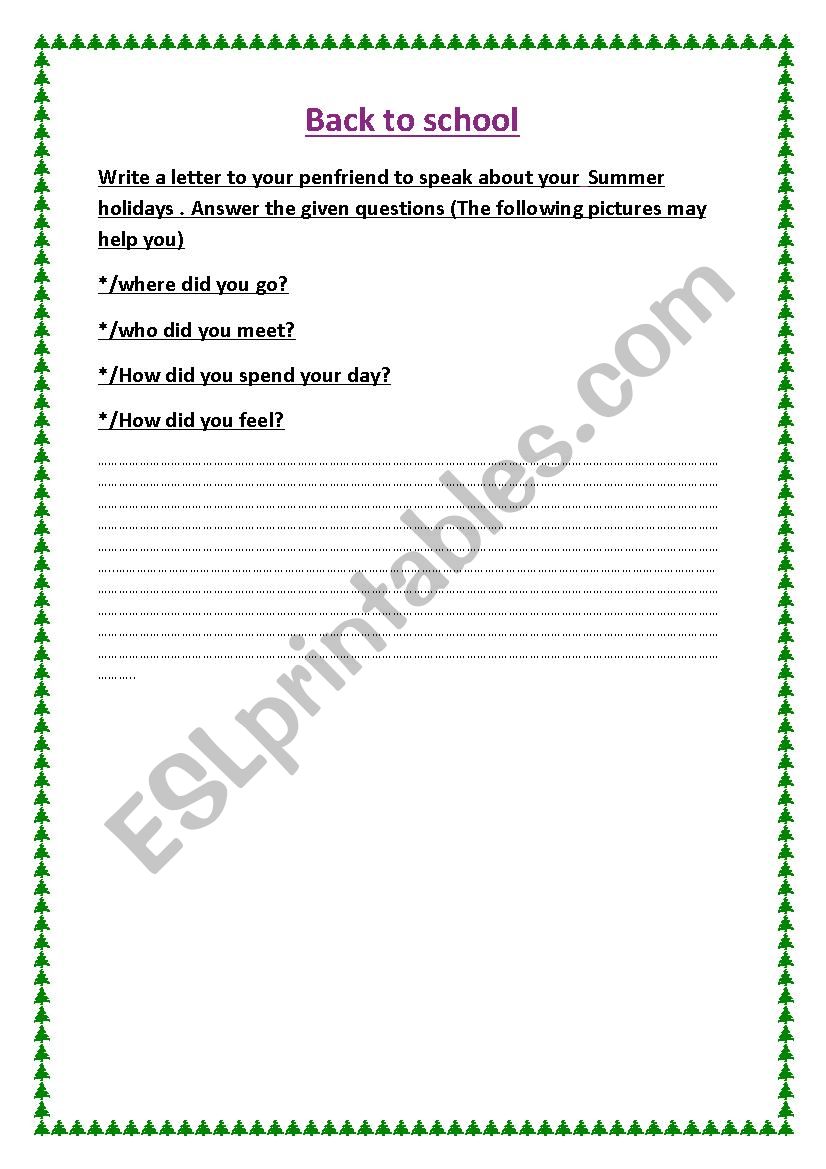 back to school  worksheet