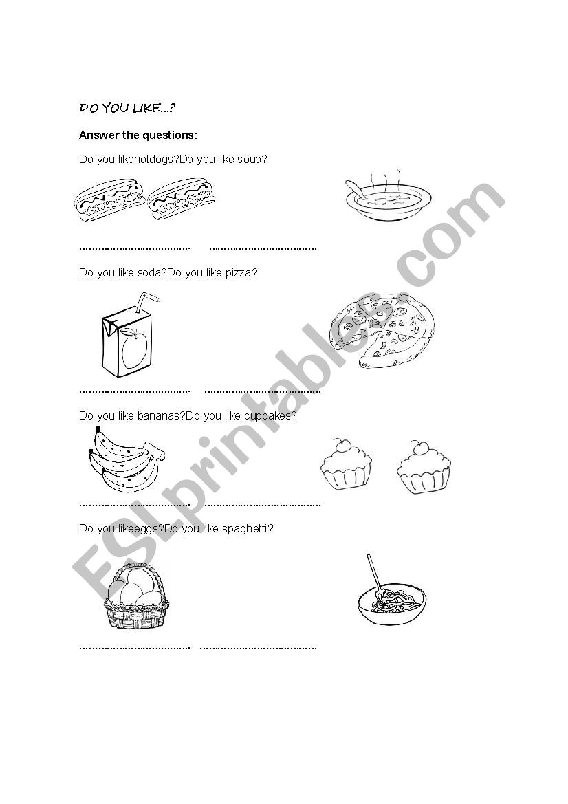 Do you like...? worksheet