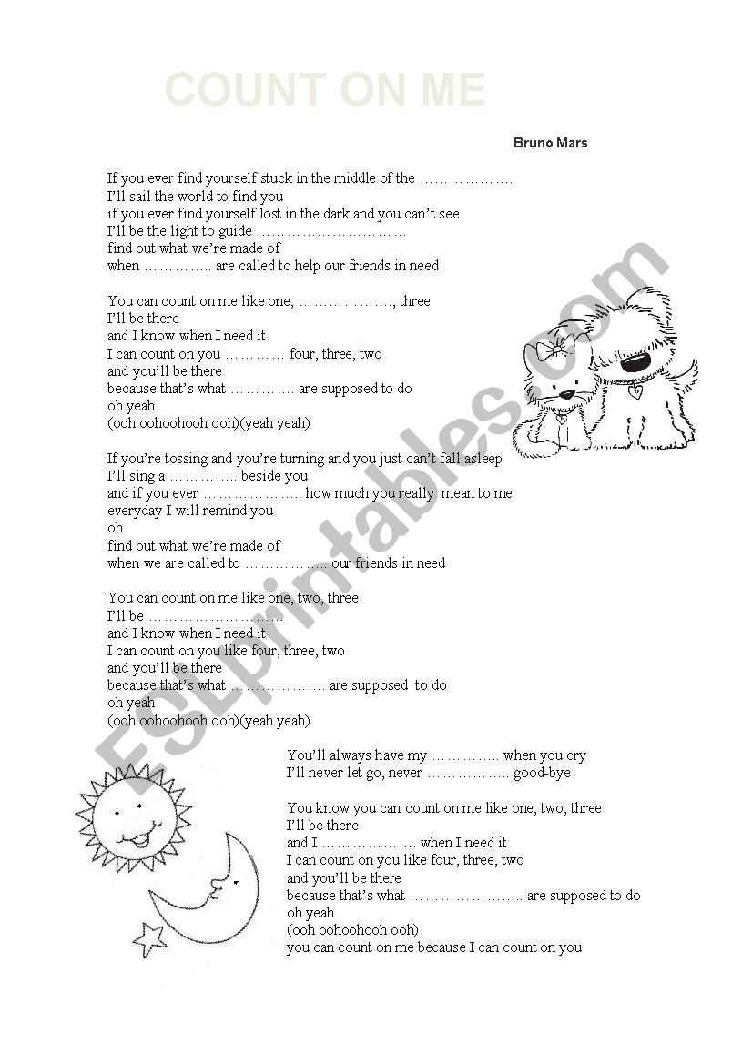 count on me worksheet