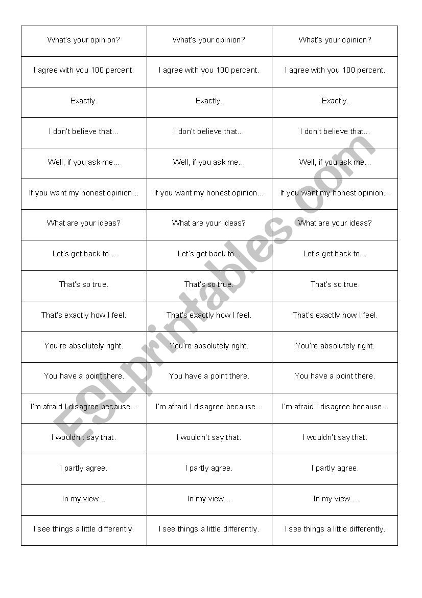 Discussion tickets worksheet