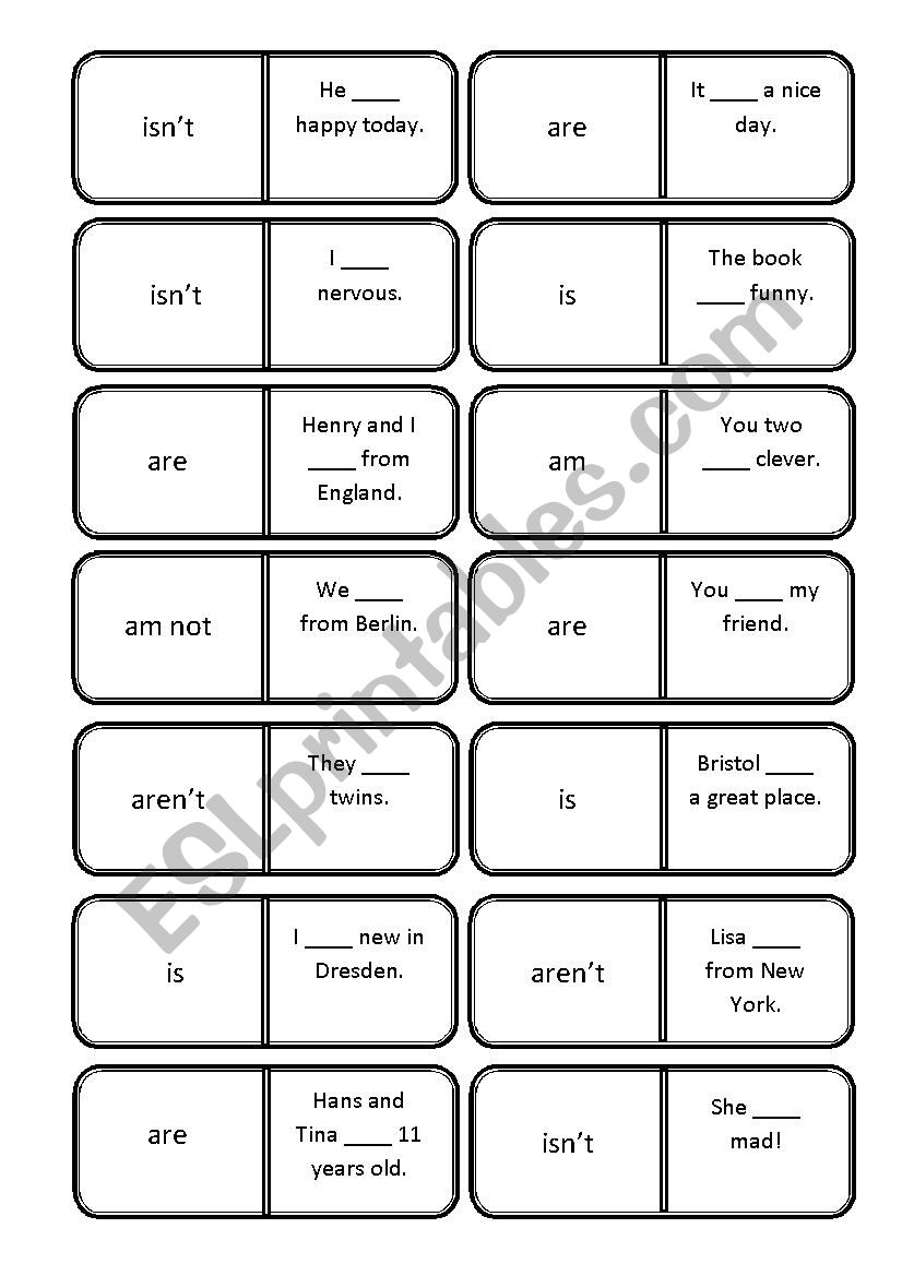 Domino - positive and negative forms of be