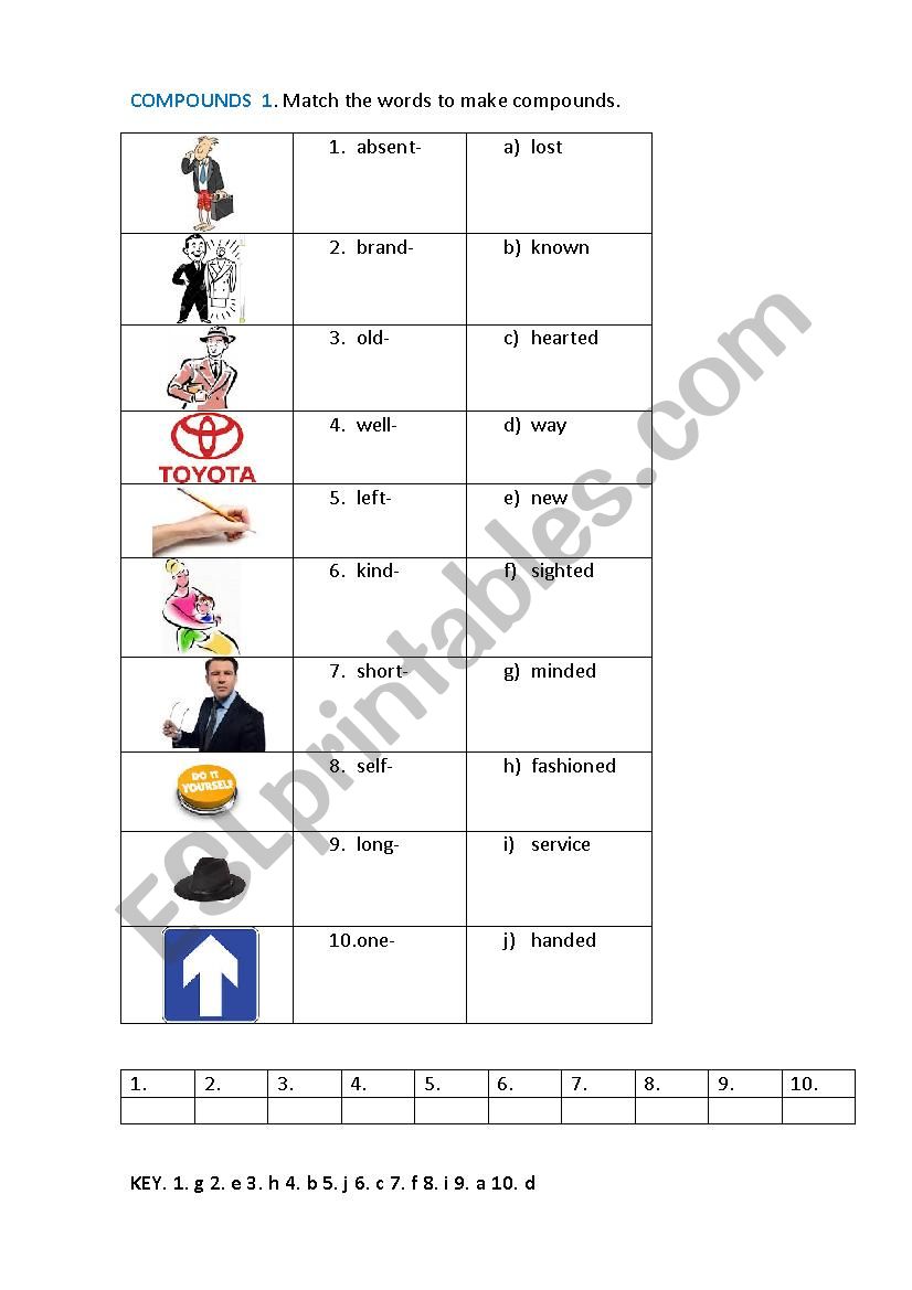 COMPOUNDS 1. (matching exercise)