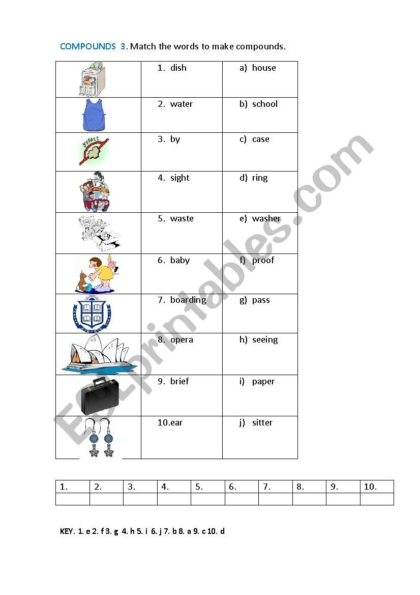 COMPOUNDS 3 (matching exercise)