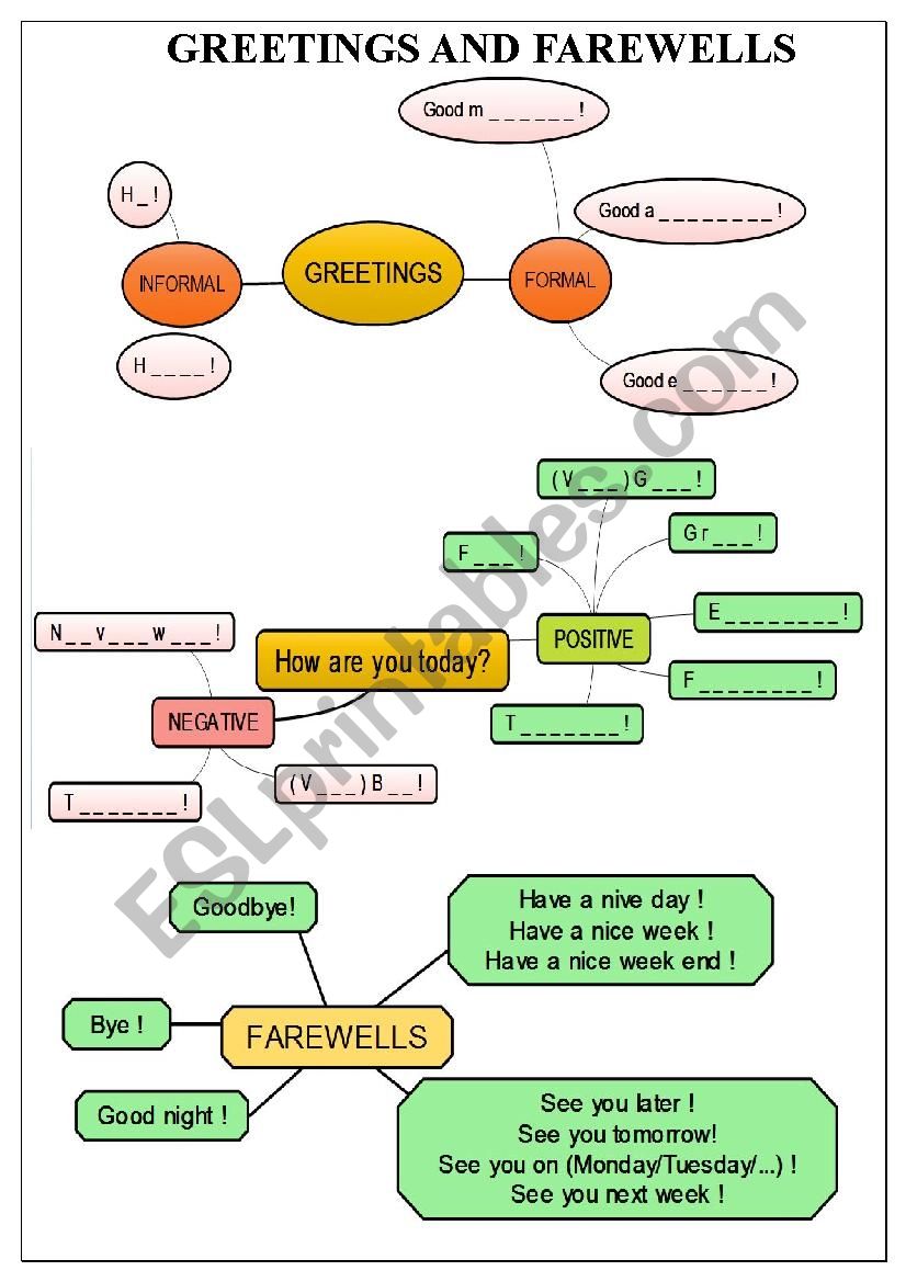 Greetings and farewell worksheet