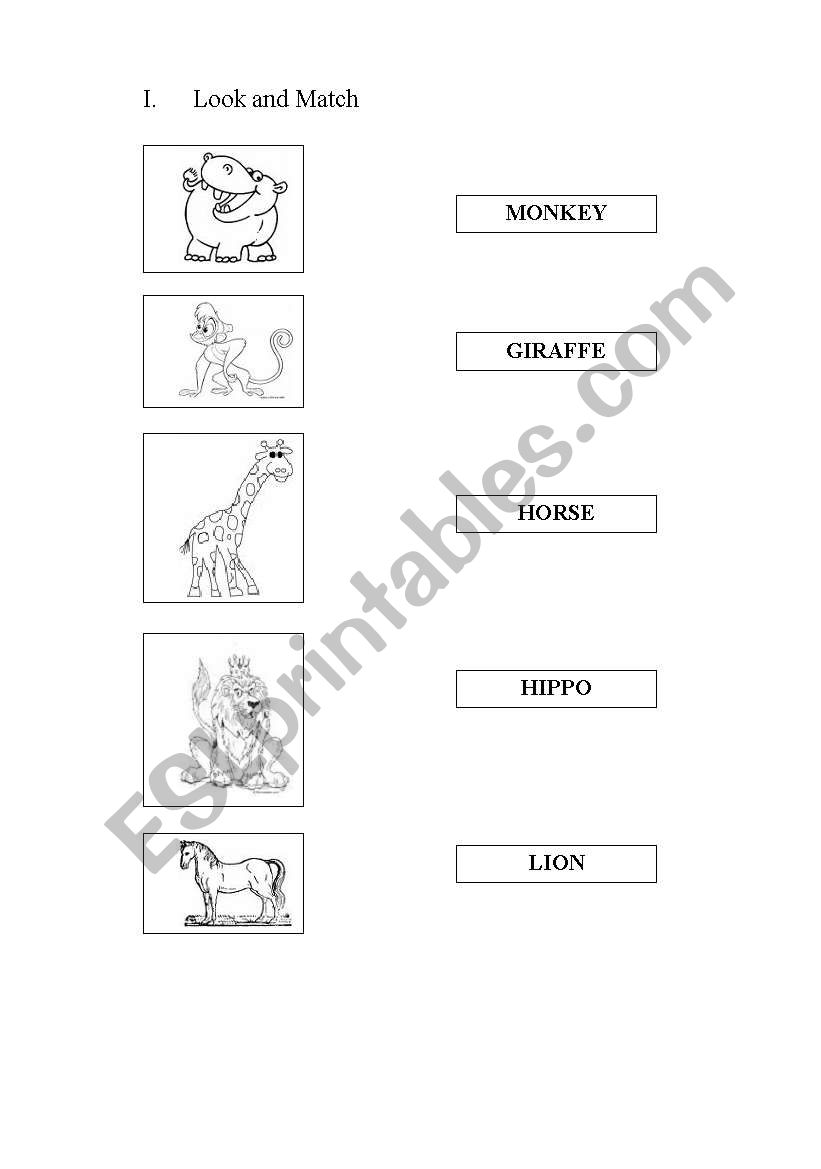 Animals worksheet