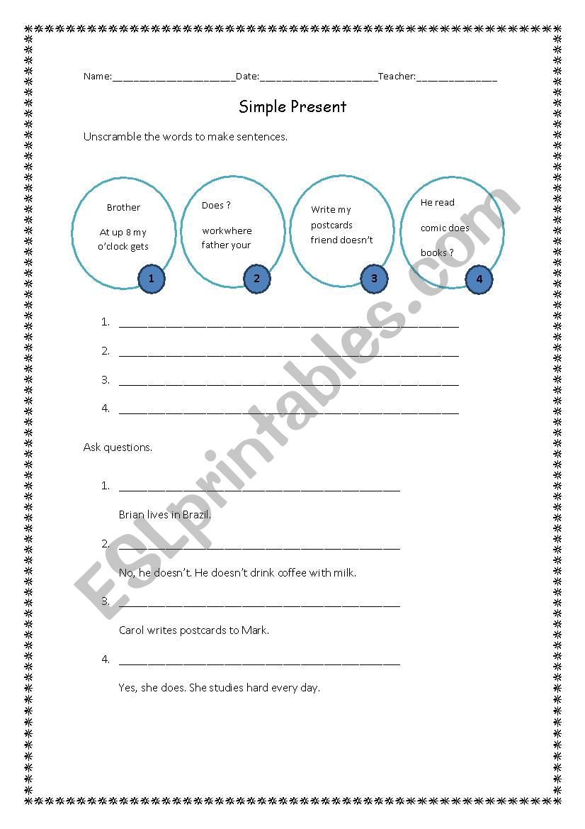 Simple Present worksheet