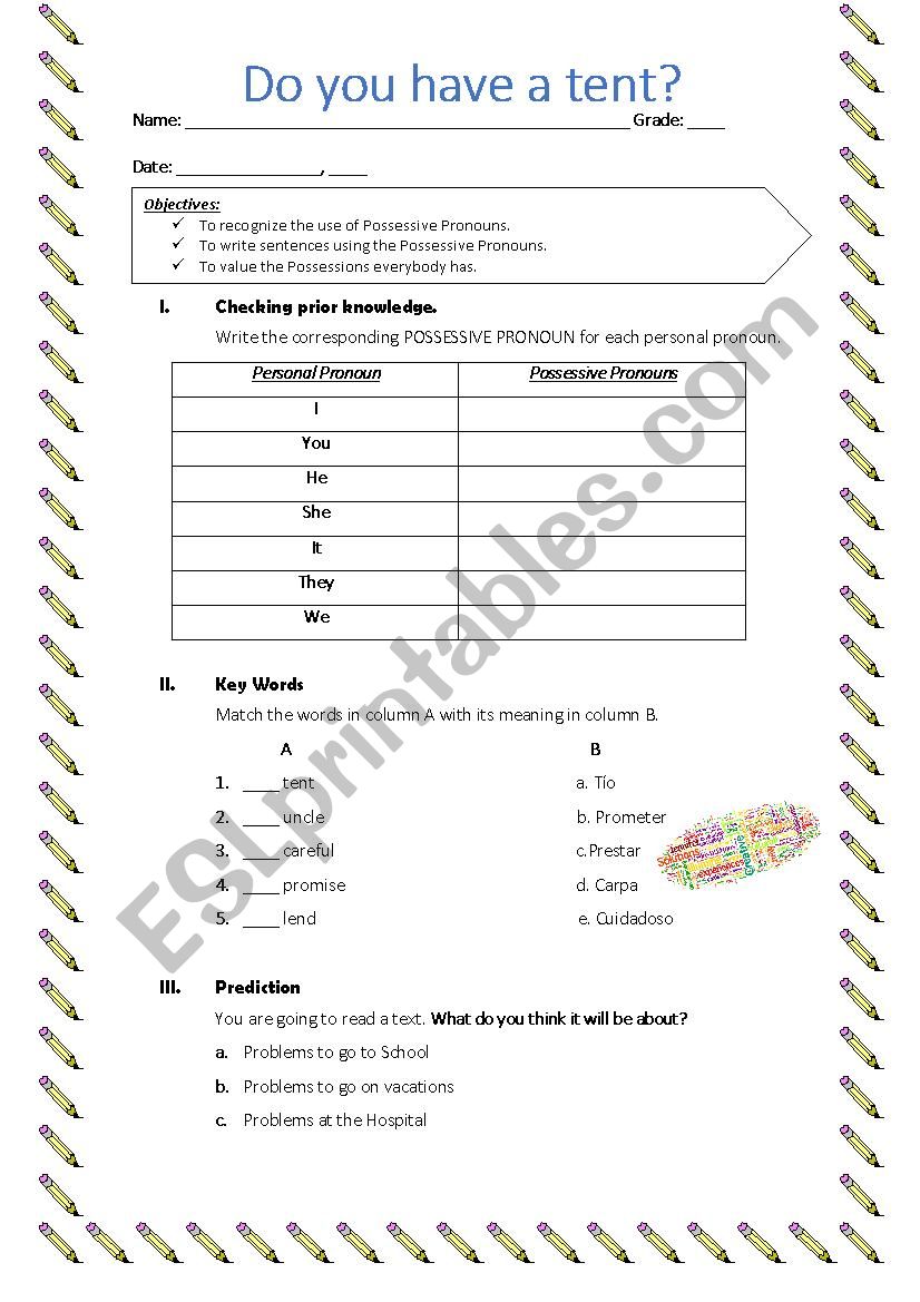 Possessive pronouns  worksheet