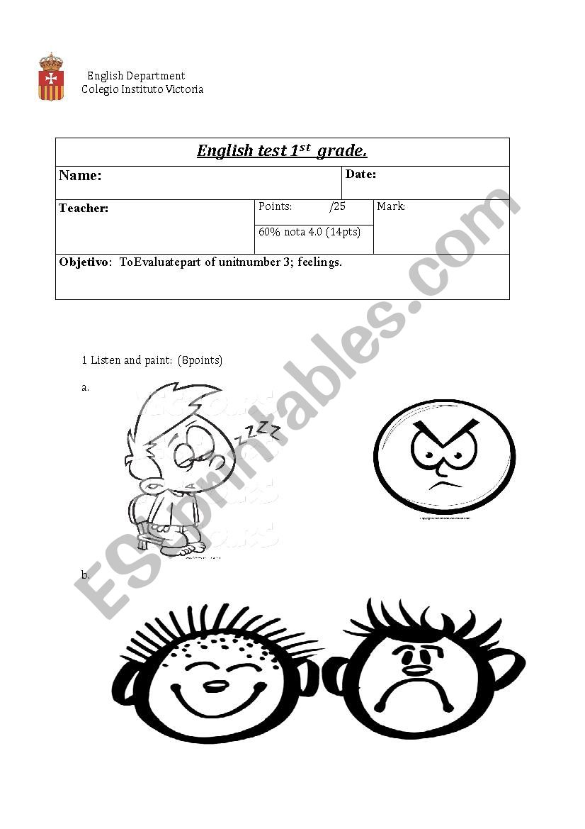 Feelings Test  worksheet