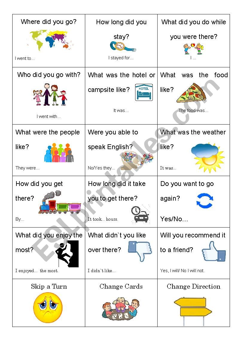 Holiday Question Card Game worksheet