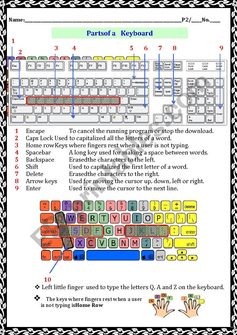 Keyboard worksheet