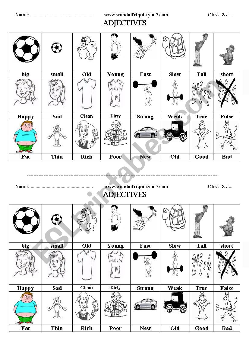 Opposites worksheet