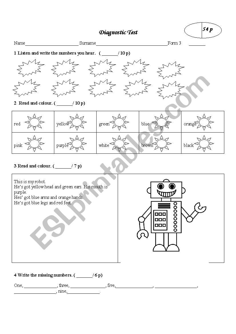 Test Revision worksheet