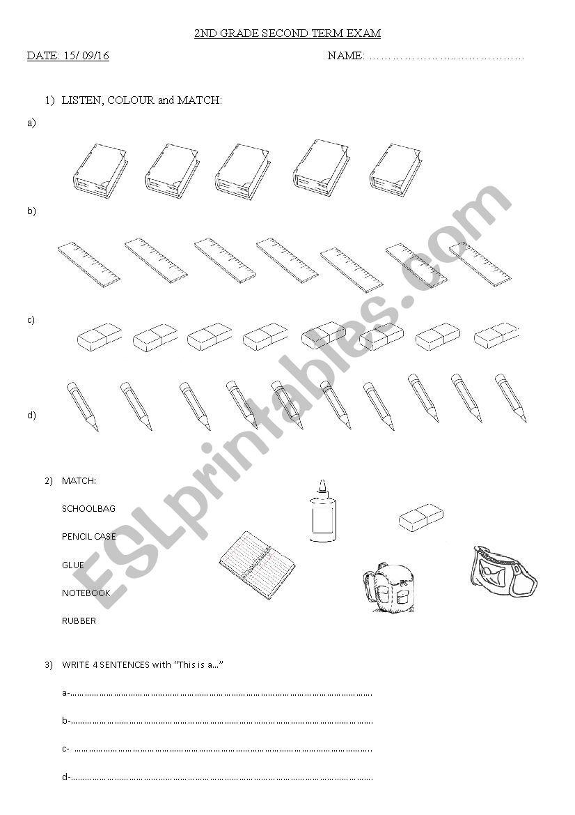 2nd graders!!!! test or practice sheet