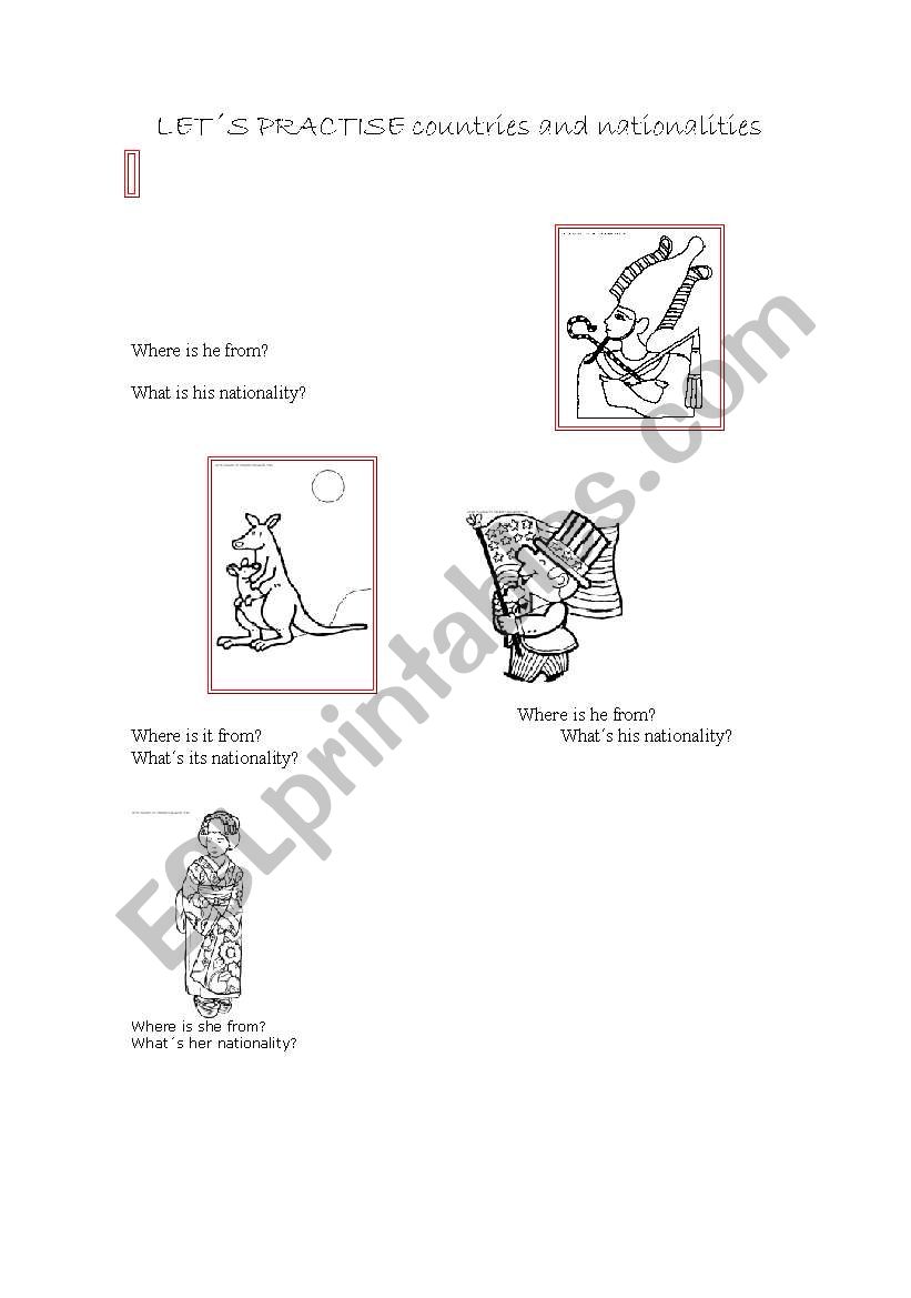 countries and nationalities worksheet