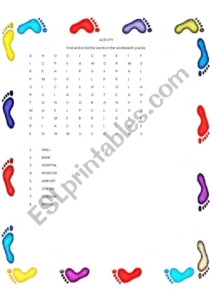 Places of the city - Word puzzle