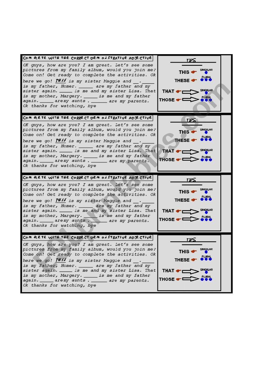 The Simpsons Demonstrative adjectives Listening activity - With video