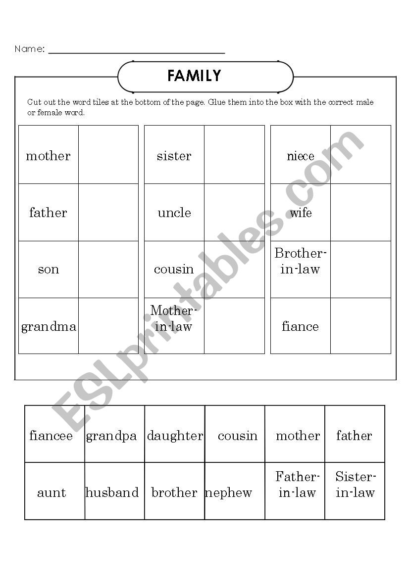 Family worksheet