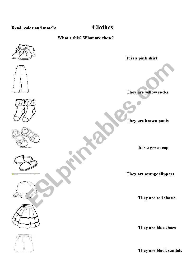 clothes worksheet