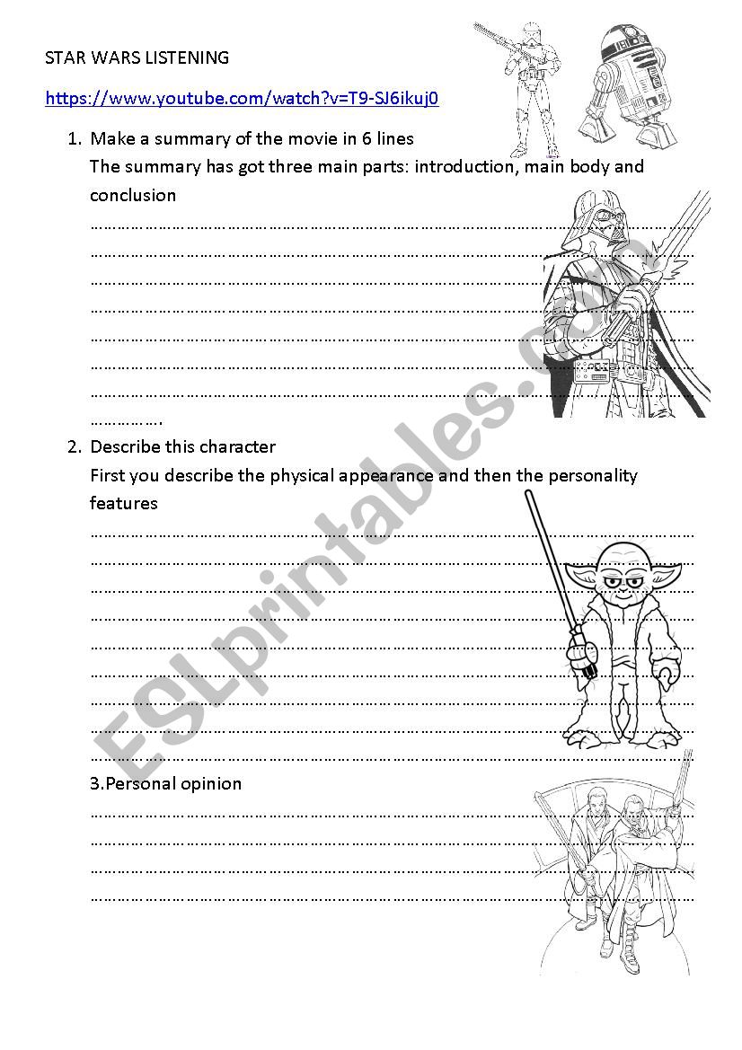 Star wars worksheet