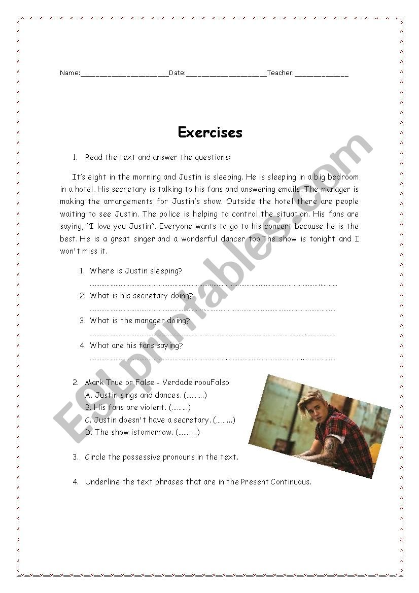 Comprehension Text worksheet