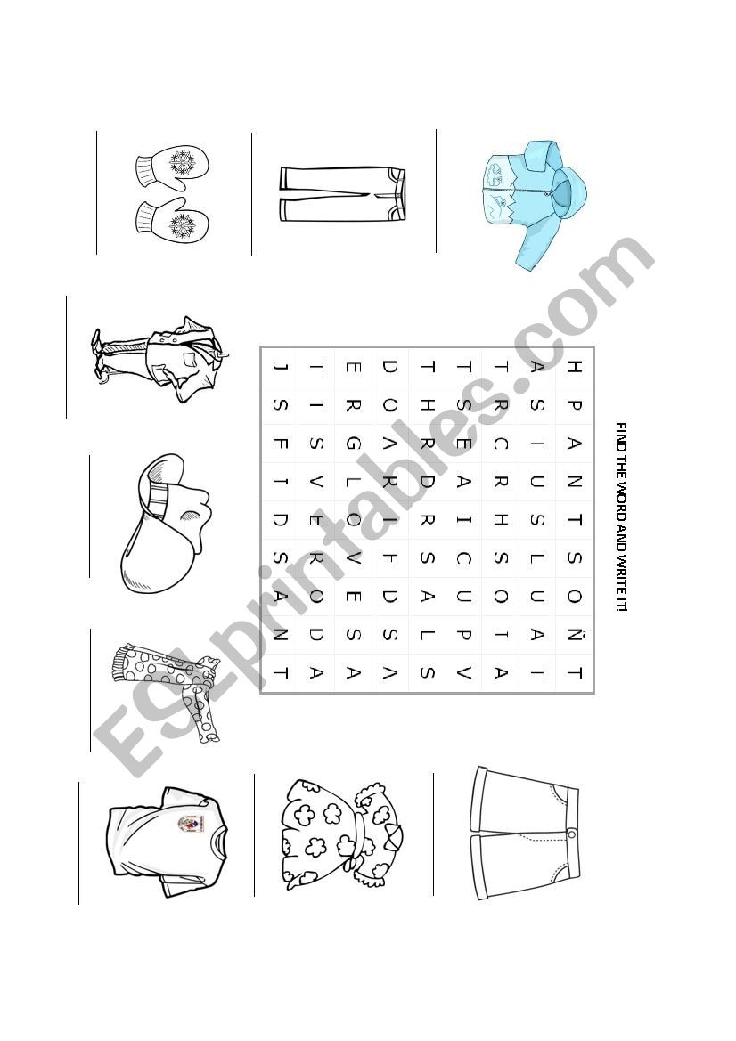 Puzzle Clothes worksheet