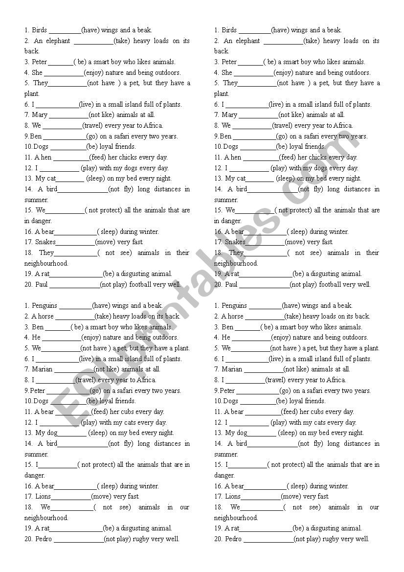 grammar-present simple worksheet