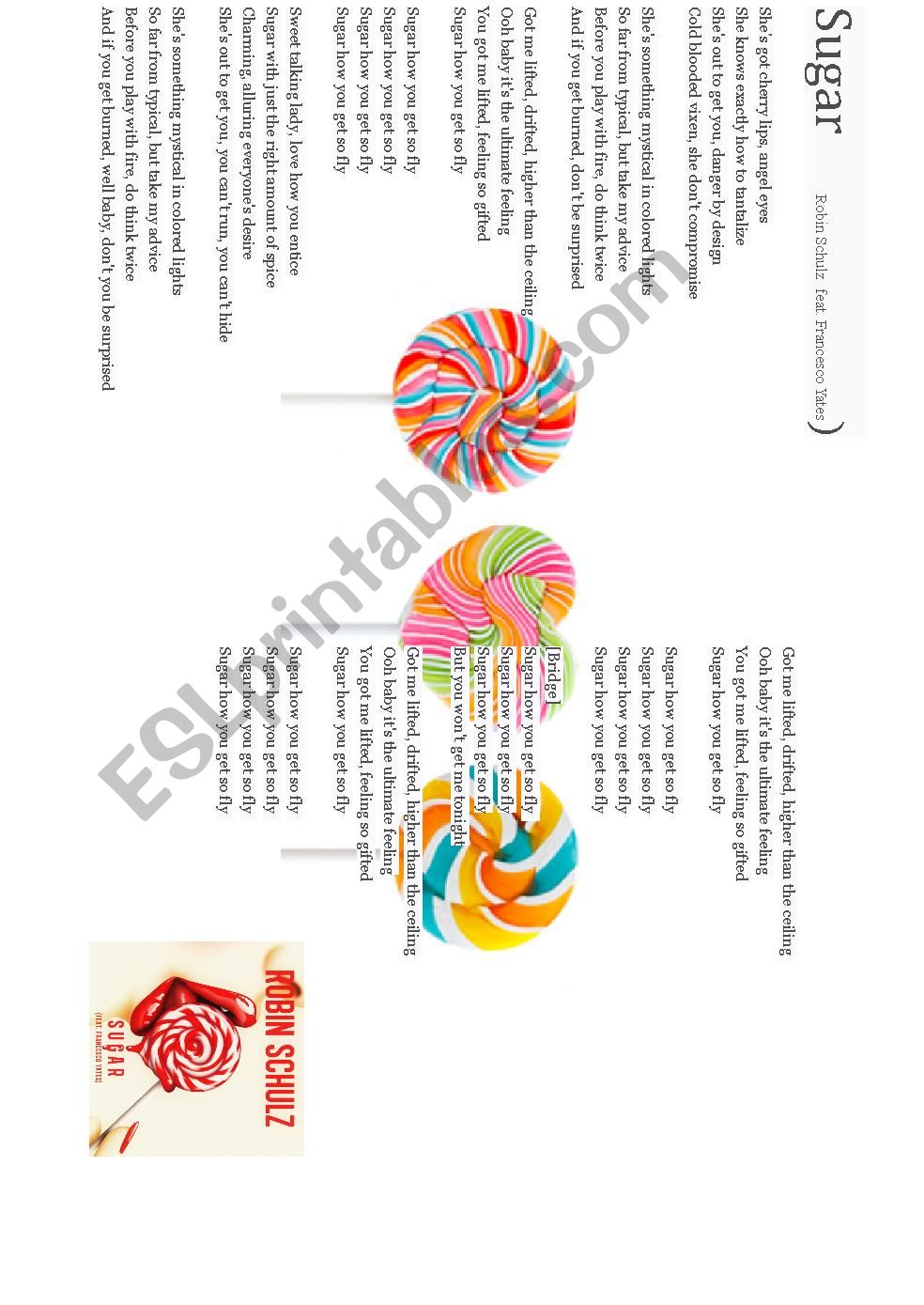 Song Worksheet Robin Schulz Sugar Esl Worksheet By