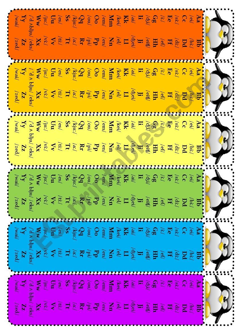 ABC bookmarks worksheet