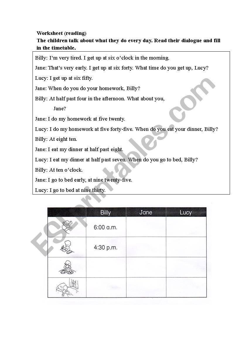 Reading Comprehension worksheet