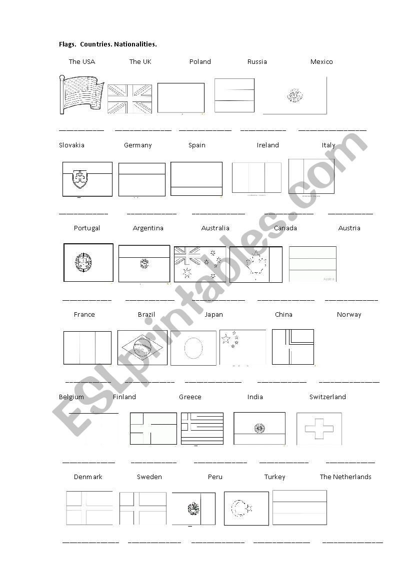 Countries and Nationalities worksheet