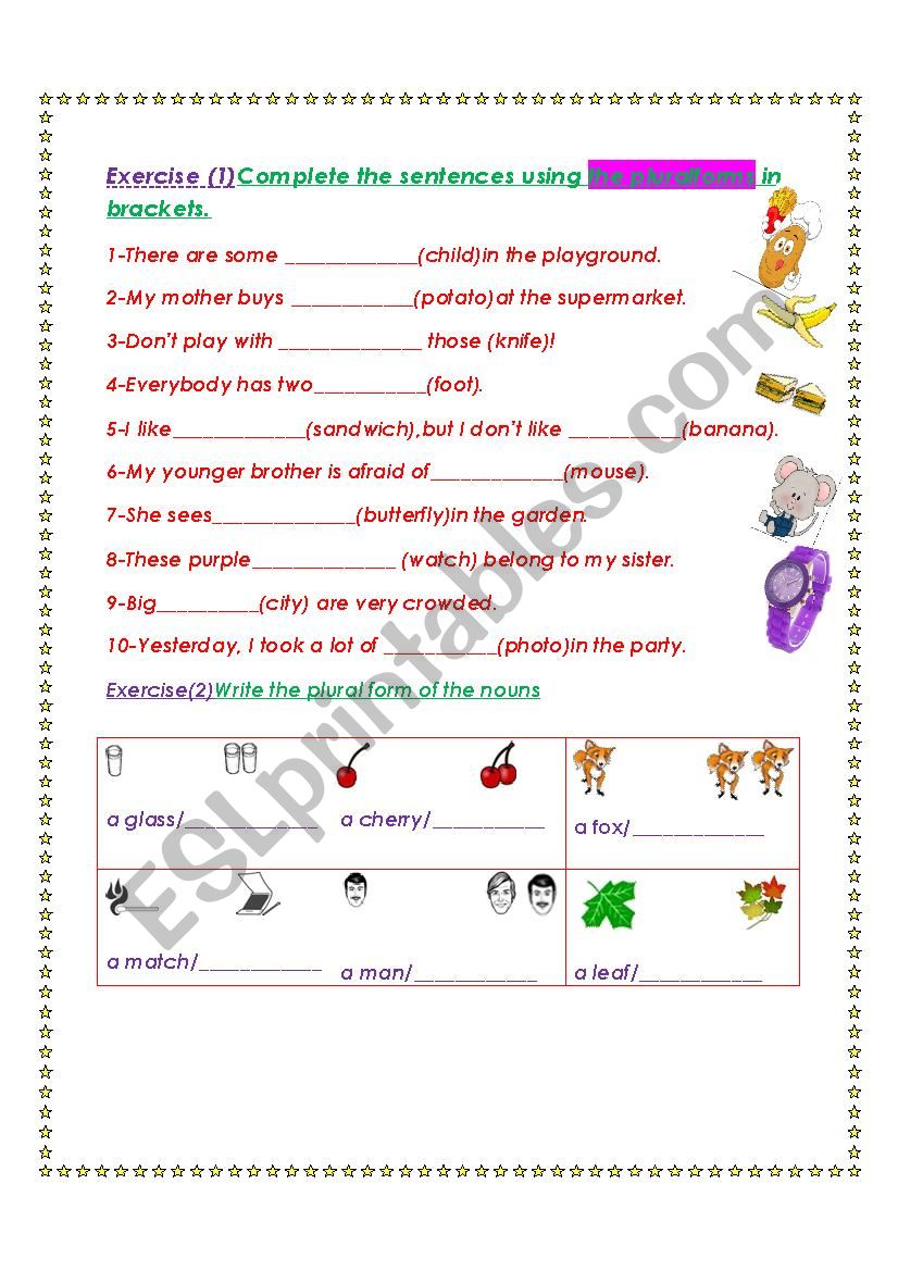 Plurals worksheet