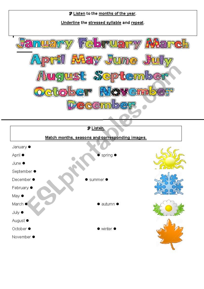 months and seasons worksheet