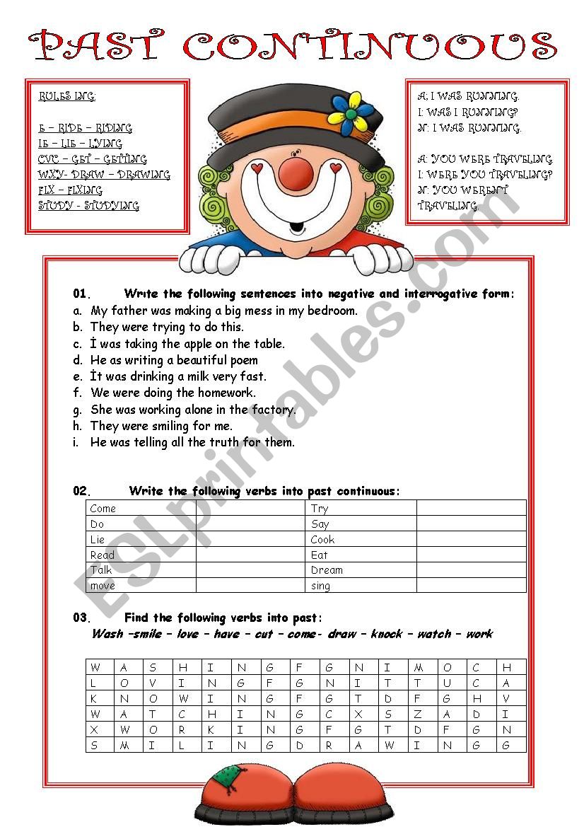 PAST CONTINUOUS. worksheet