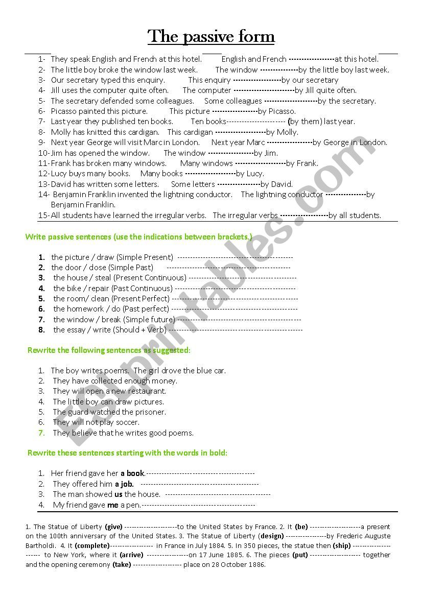 passive form  worksheet