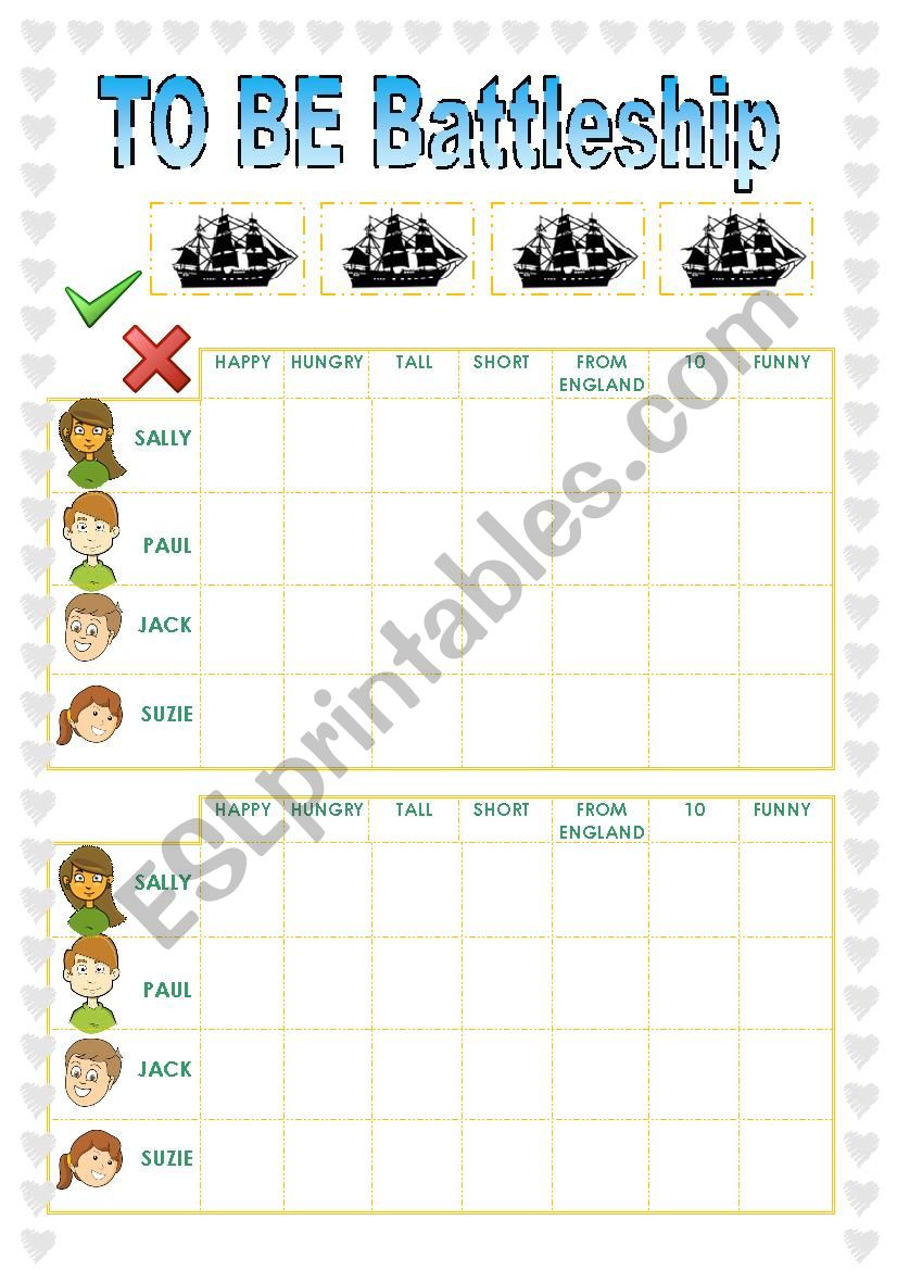 TO BE - Battleship GAME , speaking activity EDITABLE