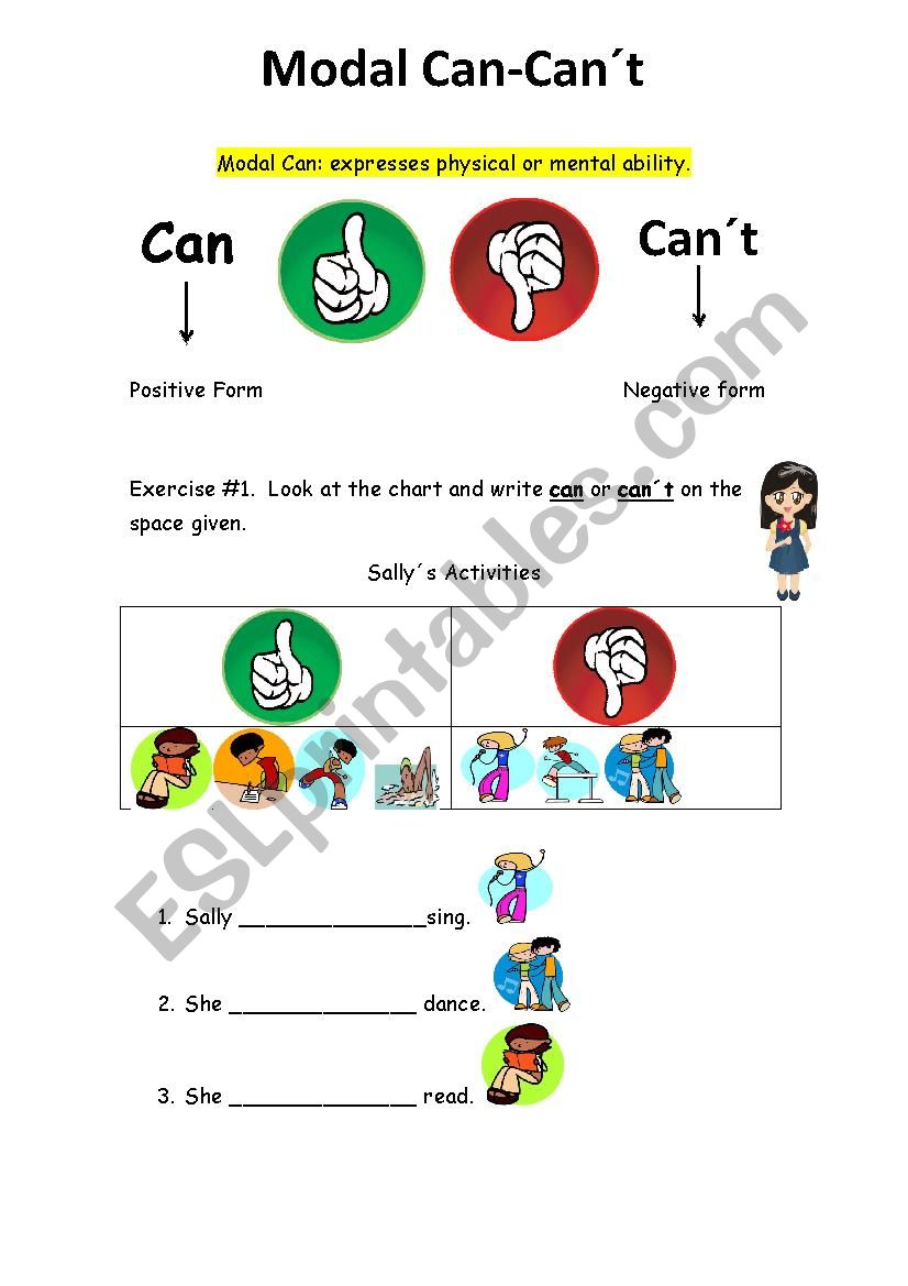 Can - Cant worksheet