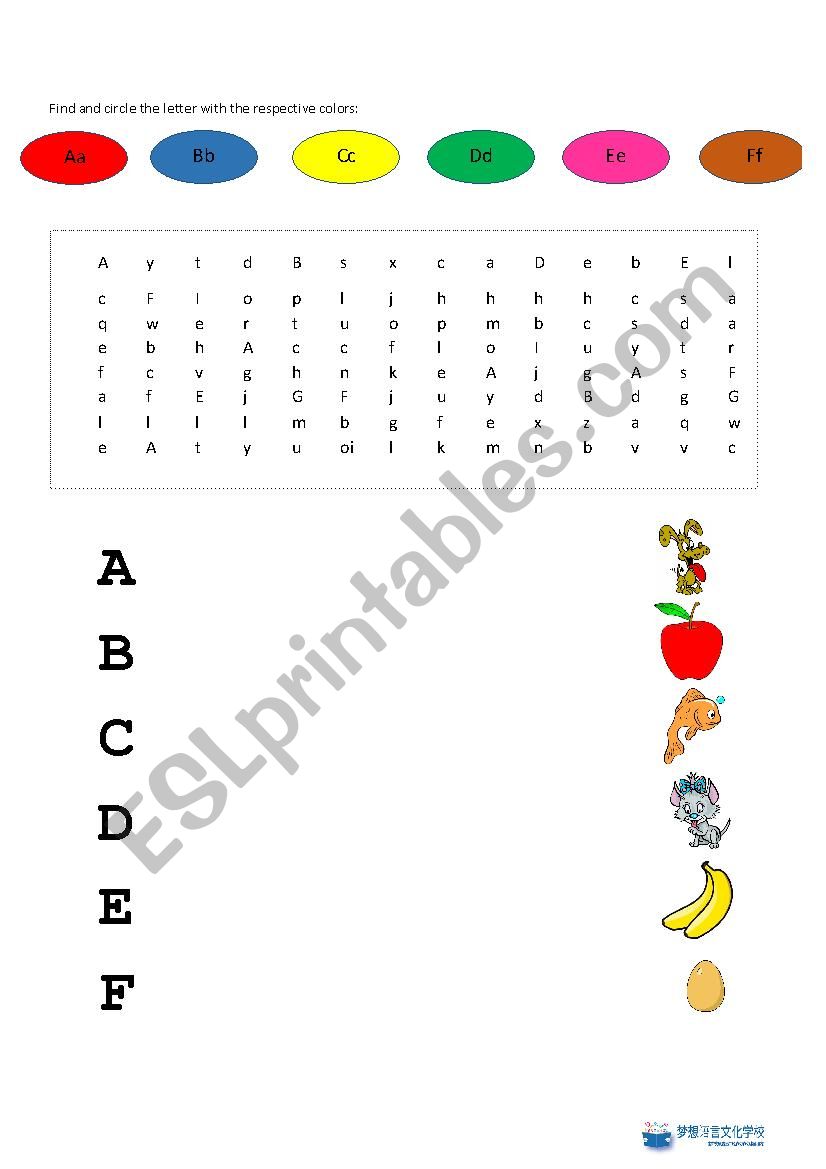 Alphabet A-F worksheet