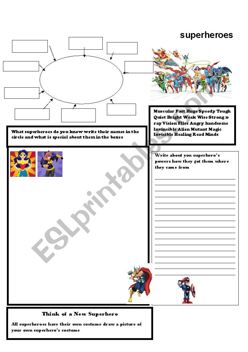 Superheroes worksheet