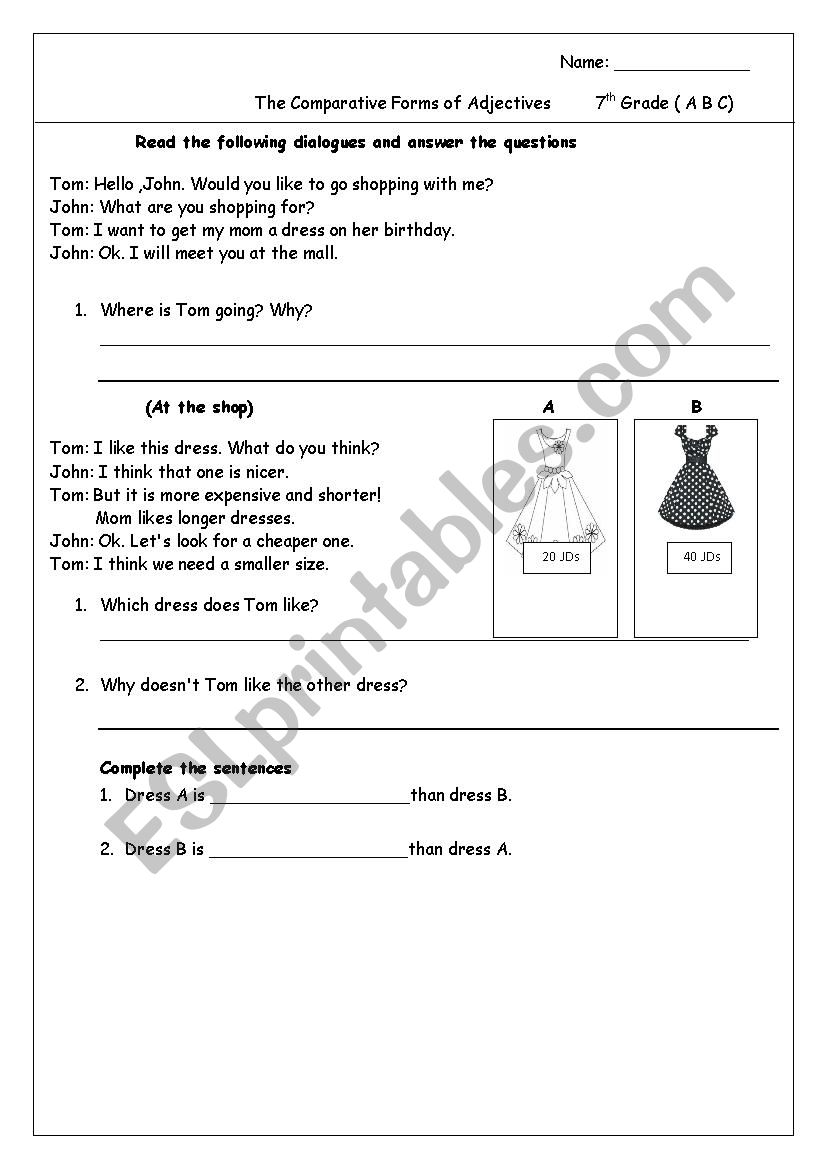 Comparative and superlative forms