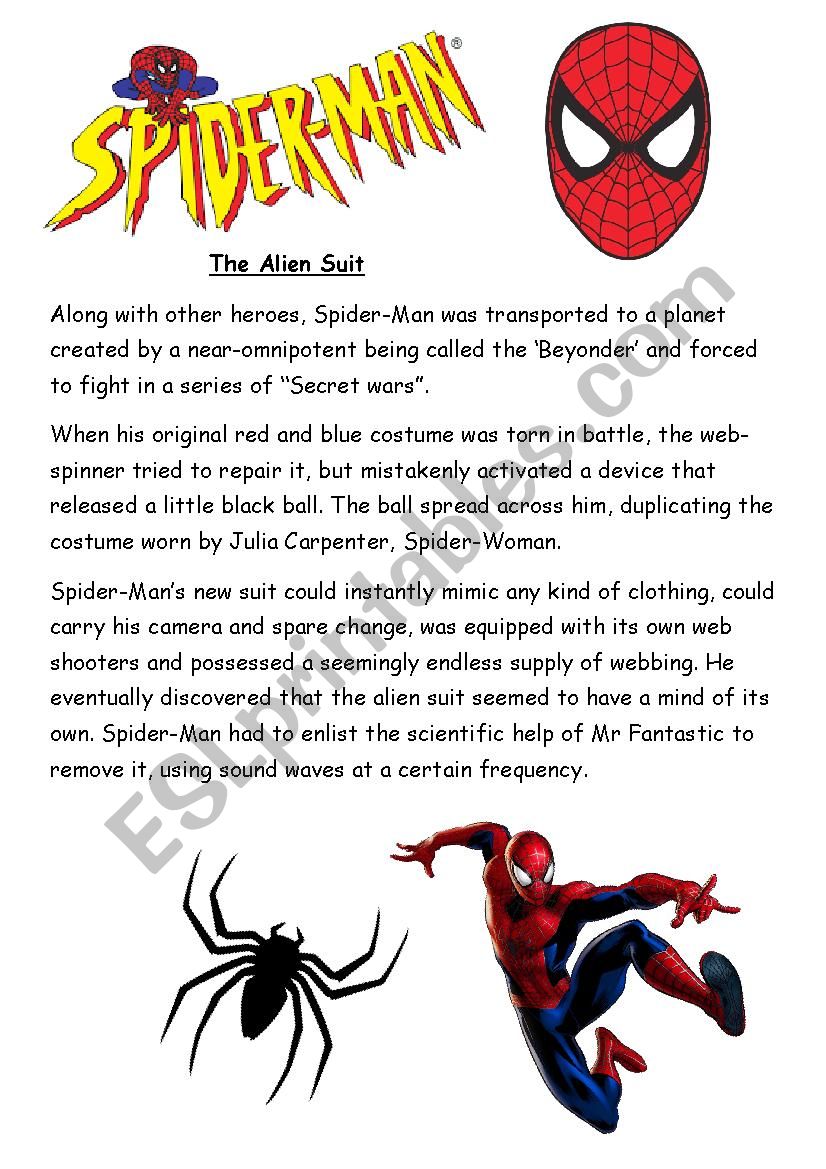 Как по английски будет паук. Описание человека паука. Человек паук на английском. Spider man Worksheets.