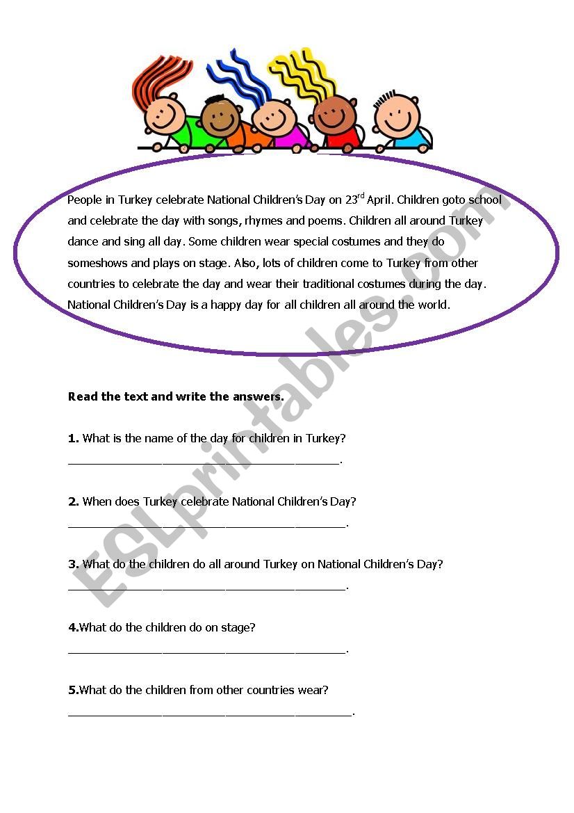 ChildrenÂ´s Day worksheet